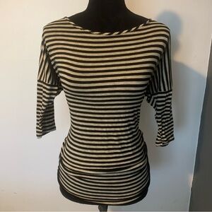 h.i.p. Black and Cream Striped Long Sleeve Top